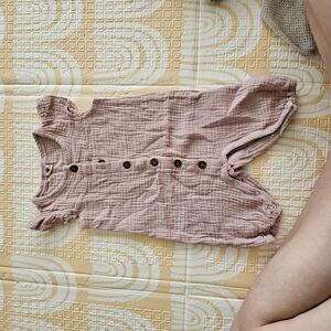100% Cotton Gauze Pink Button-Up Kids Bodysuit